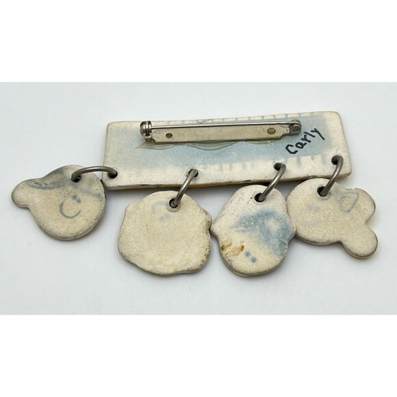 Vintage Teachers Rule Brooch Ruler Pin with Four Dangling Student Faces - Picture 2 of 7